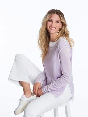 Soft Cozy Elliott Lauren Layered Top Tunic Pullover Lavender Lilac Cotton Size M